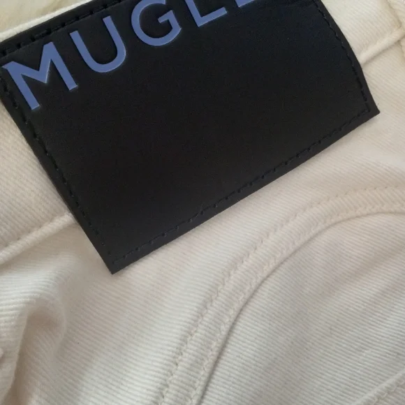 ⭐🆕MUGLER jeans ivory tan sheer panel mesh jeans